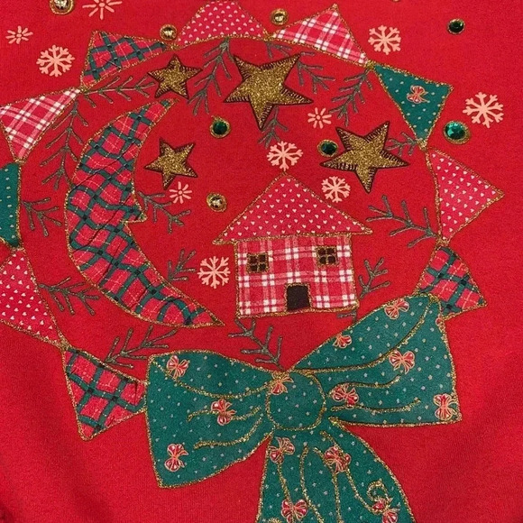 VTG 90s Christmas Sweater with bow - Picture 4 of 4